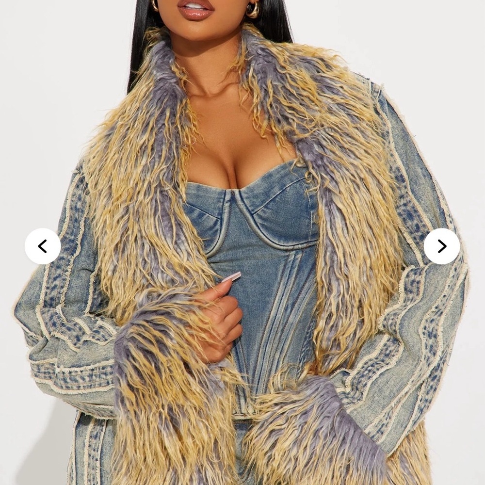 Fashion Nova Shaggy Faux Fur Teddy Jacket in Cream - Picture 9 of 11